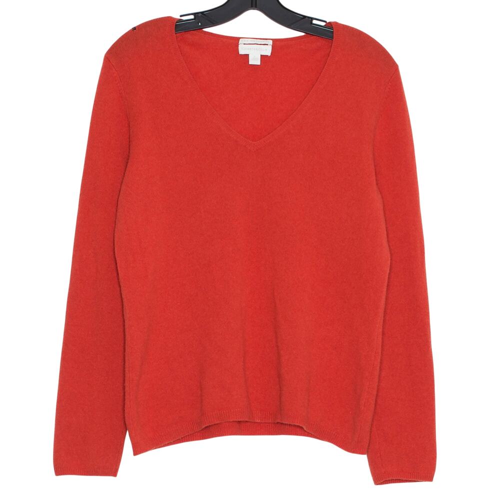 Charter Club Cashmere V Neck Sweater Orange L Quiet Luxury Old Money Cozy Preppy